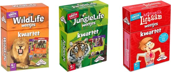 Identity Games Spellenbundel - Kwartet - 3 Stuks - Wildlife Kwartet & Junglelife Kwartet & Menselijk Lichaam
