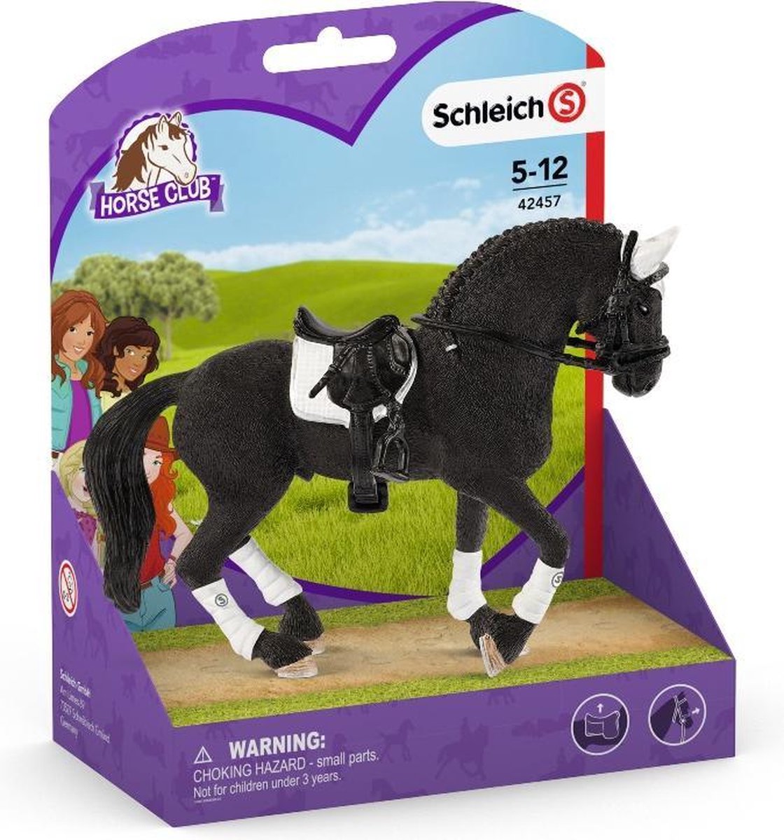 Schleich Horse Club 42457 - Friese Hengstenbeeldje Ruiterwedstrijd - Zwart