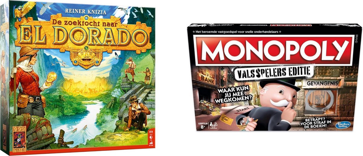 Hasbro Spellenbundel - Bordspellen - 2 Stuks - De Zoektocht Naar El Dorado & Monopoly Valsspelerseditie