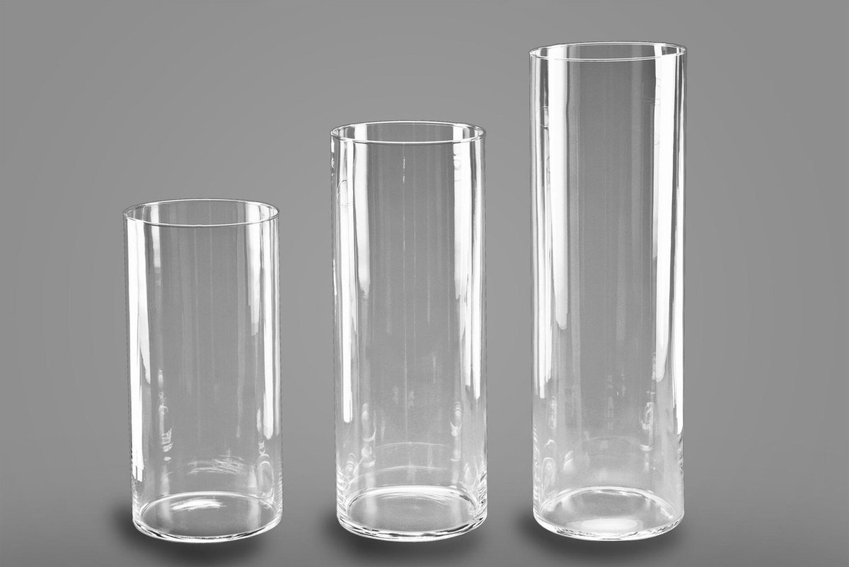 Bellatio Decorations Transparante Home-basics Cylinder Vaas/vazen Van Glas 40 X 19 Cm - Bloemen/takken/boeketten Vaas Voor Binnen Gebruik