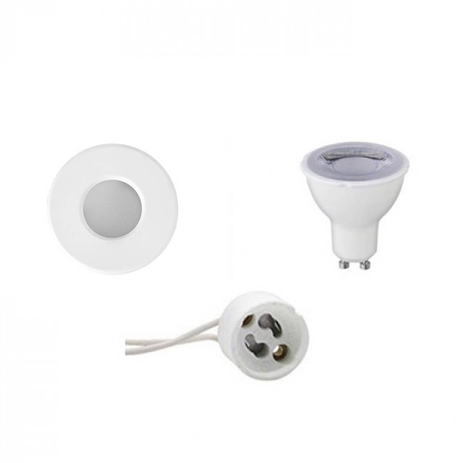 BES LED Led Spot Set - Gu10 Fitting - Waterdicht Ip65 - Dimbaar - Inbouw Rond - Mat - 6w - Natuurlijk 4200k - Ø82mm - Wit