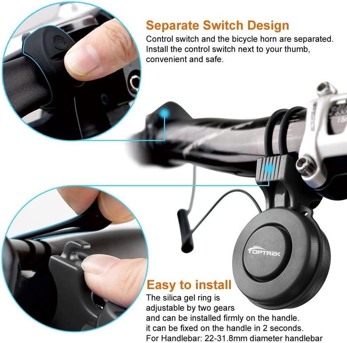 Mirage Fietshoorn T-002 80/90db 6,5 Cm Abs/pc 2-delig - Zwart