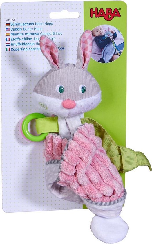 HABA Knuffeldoekje Haas Hops 20 X 16 Cm Katoen/roze - Grijs