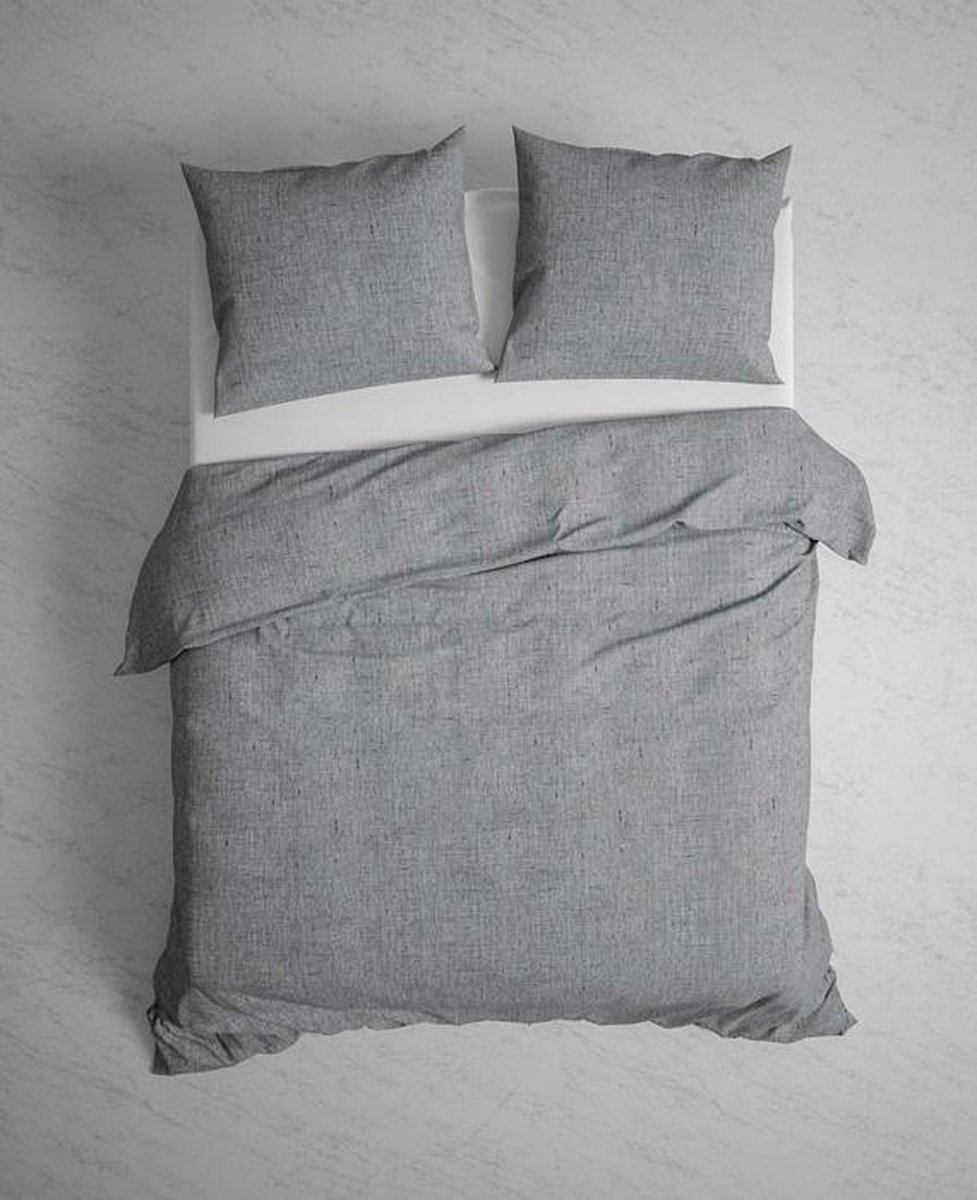 Heckett & Lane Flanel Dekbedovertrek Franela - Donker - 1-persoons 140x200/220 Cm - Grijs