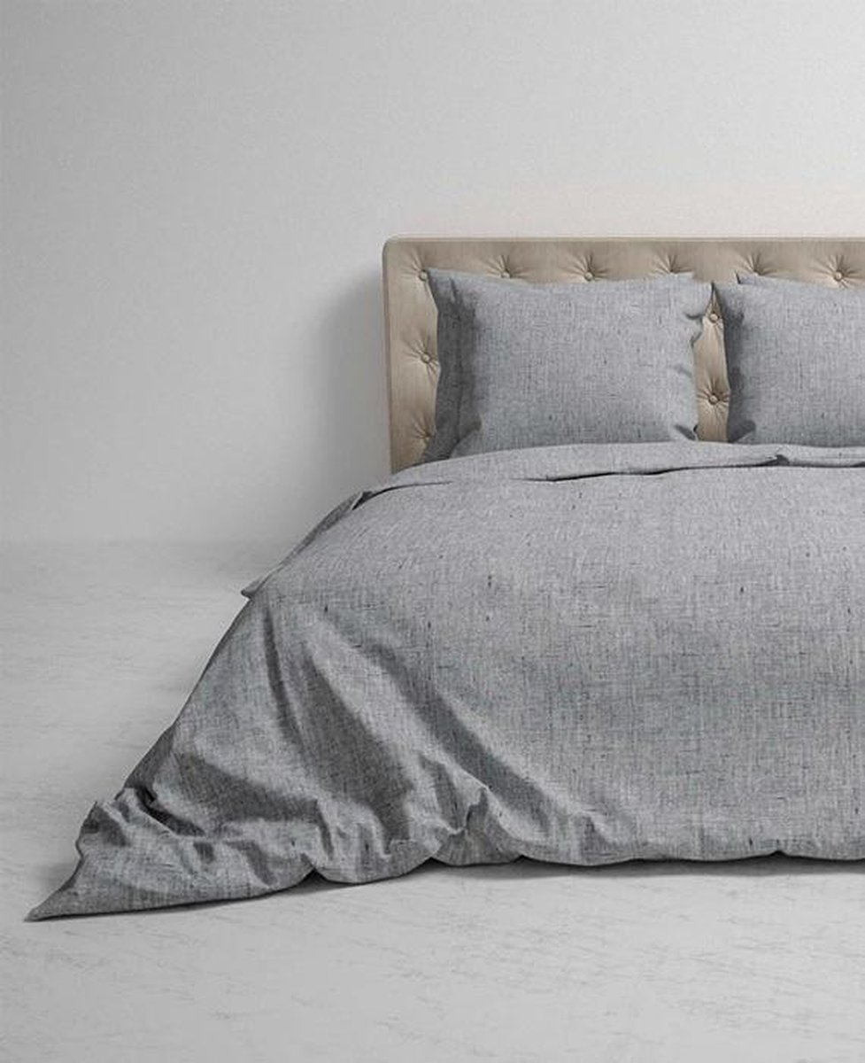 Heckett & Lane Flanel Dekbedovertrek Franela - Donker - 1-persoons 140x200/220 Cm - Grijs