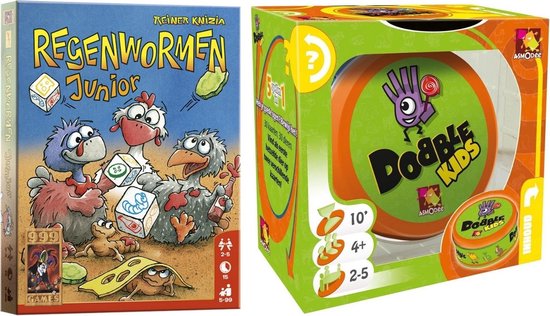 999Games Spellenbundel - Bordspel - 2 Stuks - Regenwormen Junior & Dobble Kids