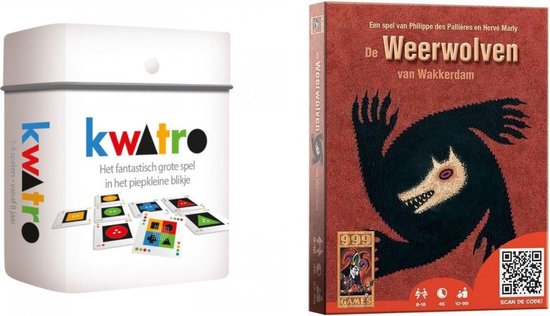 999Games Spellenbundel - Kaartspel - 2 Stuks - Kwatro & De Weerwolven Van Wakkerdam