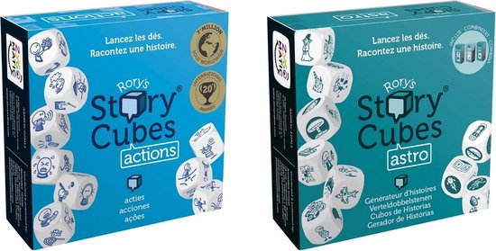 Asmodee Spellenbundel - Dobbelspel - 2 Stuks - Rory's Story Cubes Actions & Astro