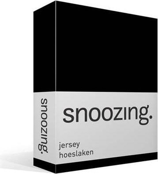Snoozing Jersey Hoeslaken - 100% Gebreide Jersey Katoen - Lits-jumeaux (180x210/220 Cm) - - Zwart