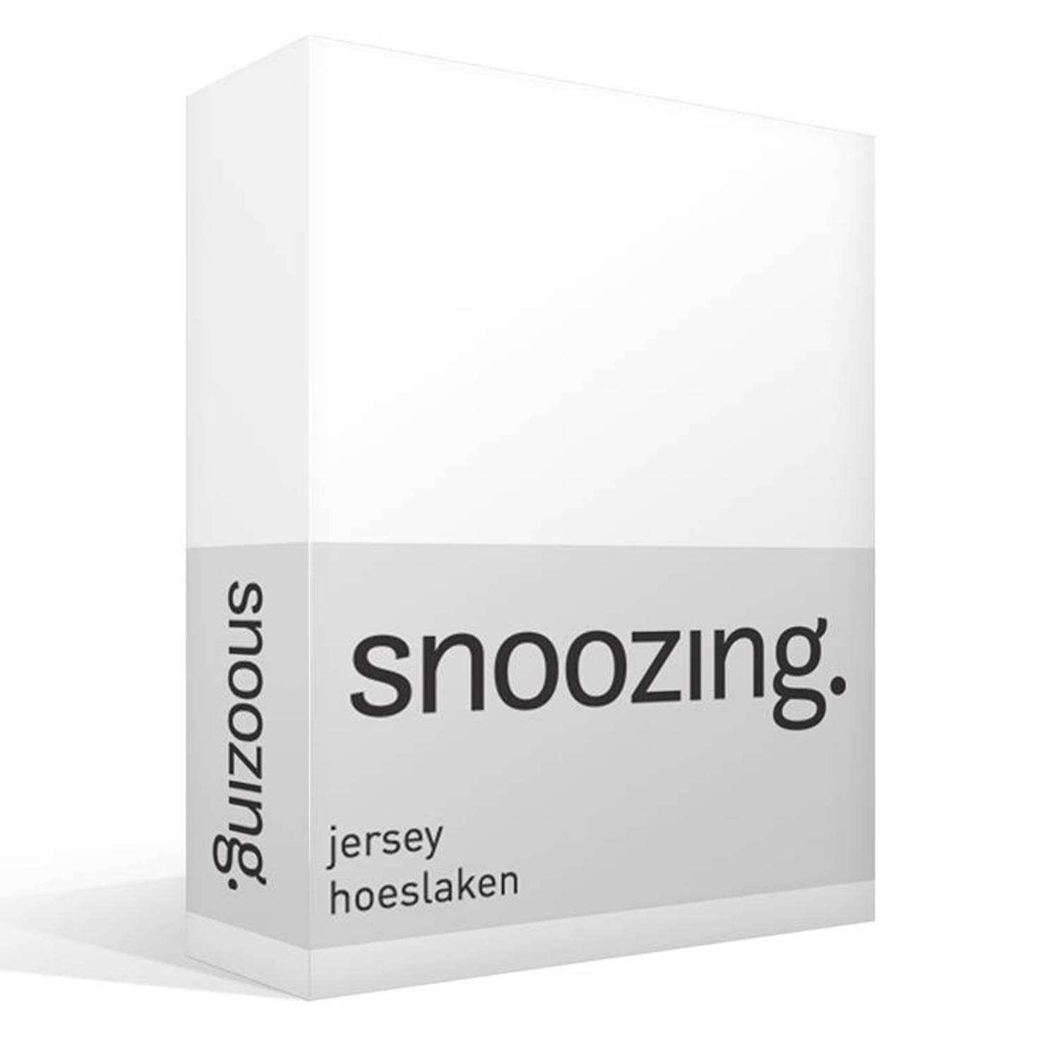 Snoozing Jersey Hoeslaken - 100% Gebreide Jersey Katoen - Lits-jumeaux (180x210/220 Cm) - - Wit