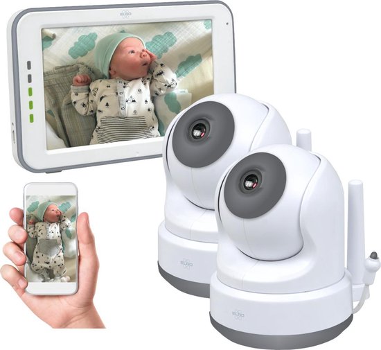 ELRO Bc3000-2 Babyfoon Royale - Met 12,7 Cm Touchscreen Monitor Hd- & App - Met Extra Camera - Wit