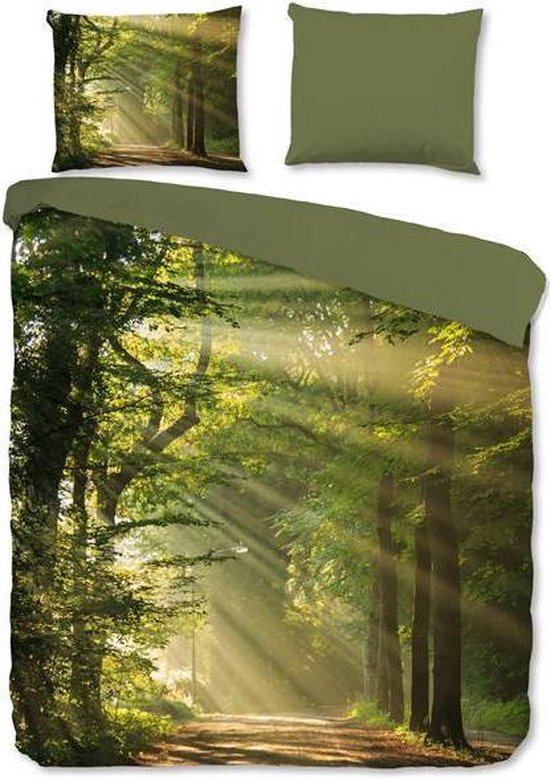 Good Morning Woods Dekbedovertrek - Lits-jumeaux (240x200/220 Cm + 2 Slopen) - Katoen - - Groen