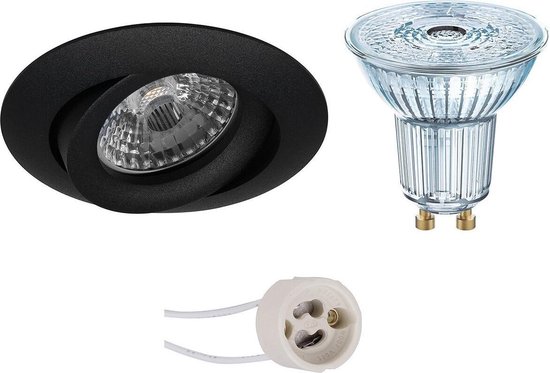 Osram - Led Spot Set - Parathom Par16 930 36d - Pragmi Uranio Pro - Gu10 Fitting - Dimbaar - Inbouw Rond - Mat - - Zwart