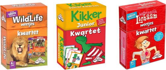 Identity Games Spellenbundel - Kwartet - 3 Stuks - Wildlife Kwartet & Kikker Junior Kwartet & Menselijk Lichaam Kwartet