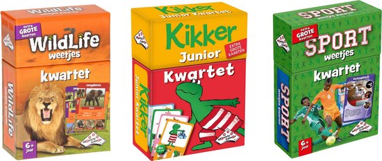 Identity Games Spellenbundel - Kwartet - 3 Stuks - Wildlife Kwartet & Kikker Junior Kwartet & Sport Weetjes Kwartet