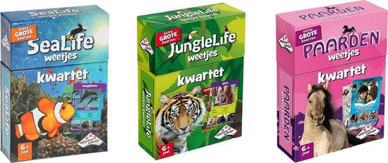 Identity Games Spellenbundel - Kwartet - 3 Stuks - Sealife Kwartet & Junglelife Kwartet & Paarden Kwartet