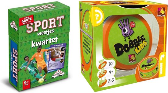 999Games Spellenbundel - Bordspel - 2 Stuks - Kwartet Sport Weetjes & Dobble Kids