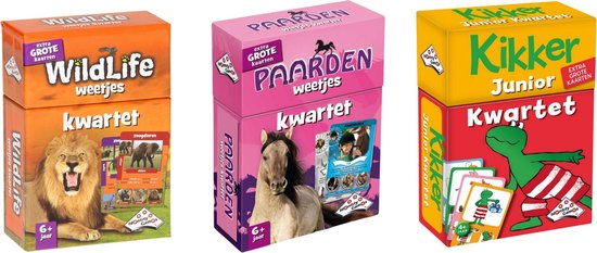 Identity Games Spellenbundel - Kwartet - 3 Stuks - Wildlife Kwartet & Paarden Kwartet & Kikker Jr. Kwartet