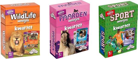 Identity Games Spellenbundel - Kwartet - 3 Stuks - Wildlife Kwartet & Paarden Kwartet & Sport Weetjes Kwartet