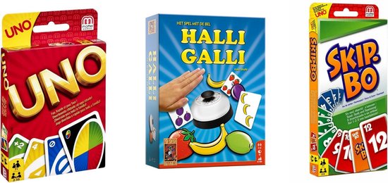 Hasbro Spellenbundel - Bordspellen - 3 Stuks - Uno & Halli Galli & Skip-bo