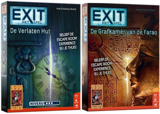 999Games Spellenbundel - 2 Stuks - Bordspel - Exit De Verlaten Hut & Exit De Grafkamer Van De Farao