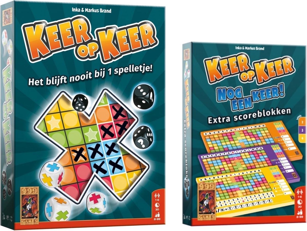 Spellenset - 2 Stuks - Keer Op Keer - Dobbelspel & Scoreblok 3 Stuks Level 2, 3 En 4