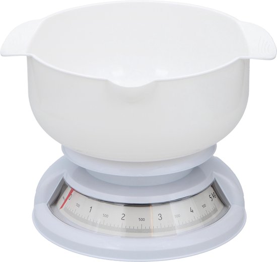 Alpina - Keuken Weegschaal - Analoog - 5 Kg - Met Kom - - Wit