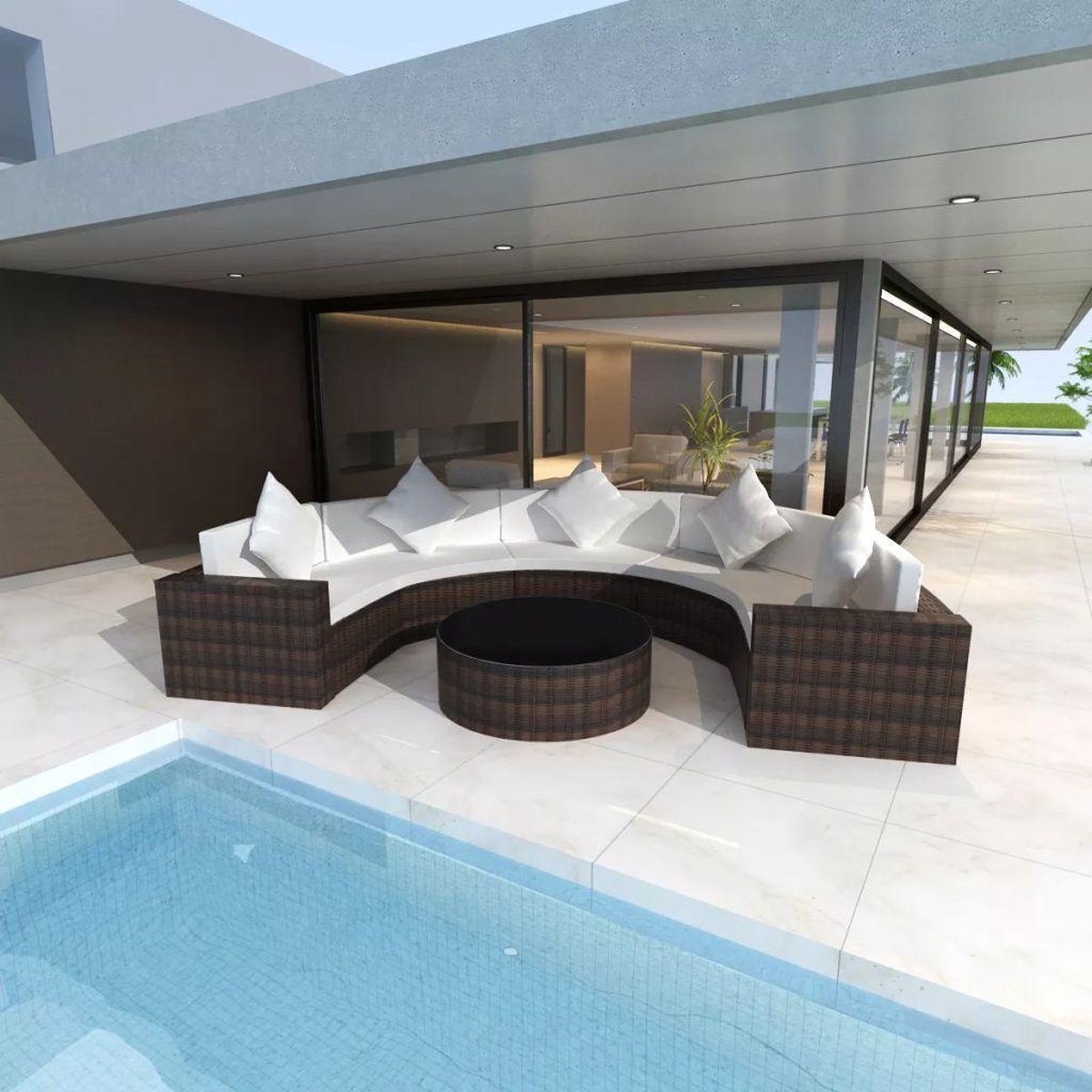 Vidaxl 6-delige Loungeset Met Kussens Poly Rattan - Bruin