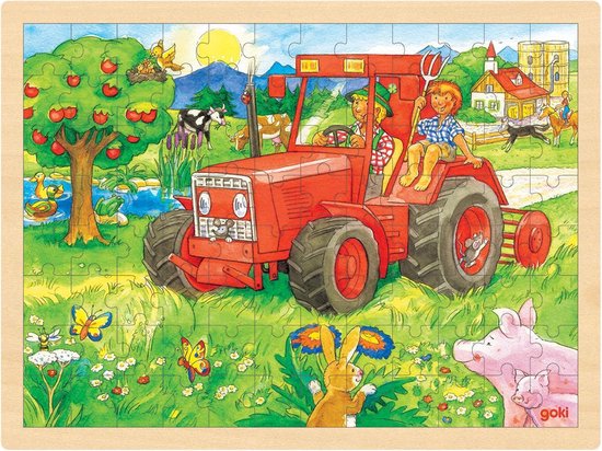 Goki Puzzel: Op De Tractor 96-delig