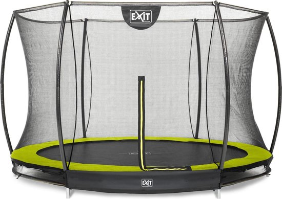 EXIT Toys Silhouette Verlaagde Trampoline Met Veiligheidsnet Rond - 305 Cm - Lime - Groen