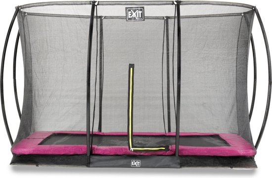 EXIT Toys Silhouette Verlaagde Trampoline Met Veiligheidsnet Rechthoekig - 244 X 366 Cm - - Roze