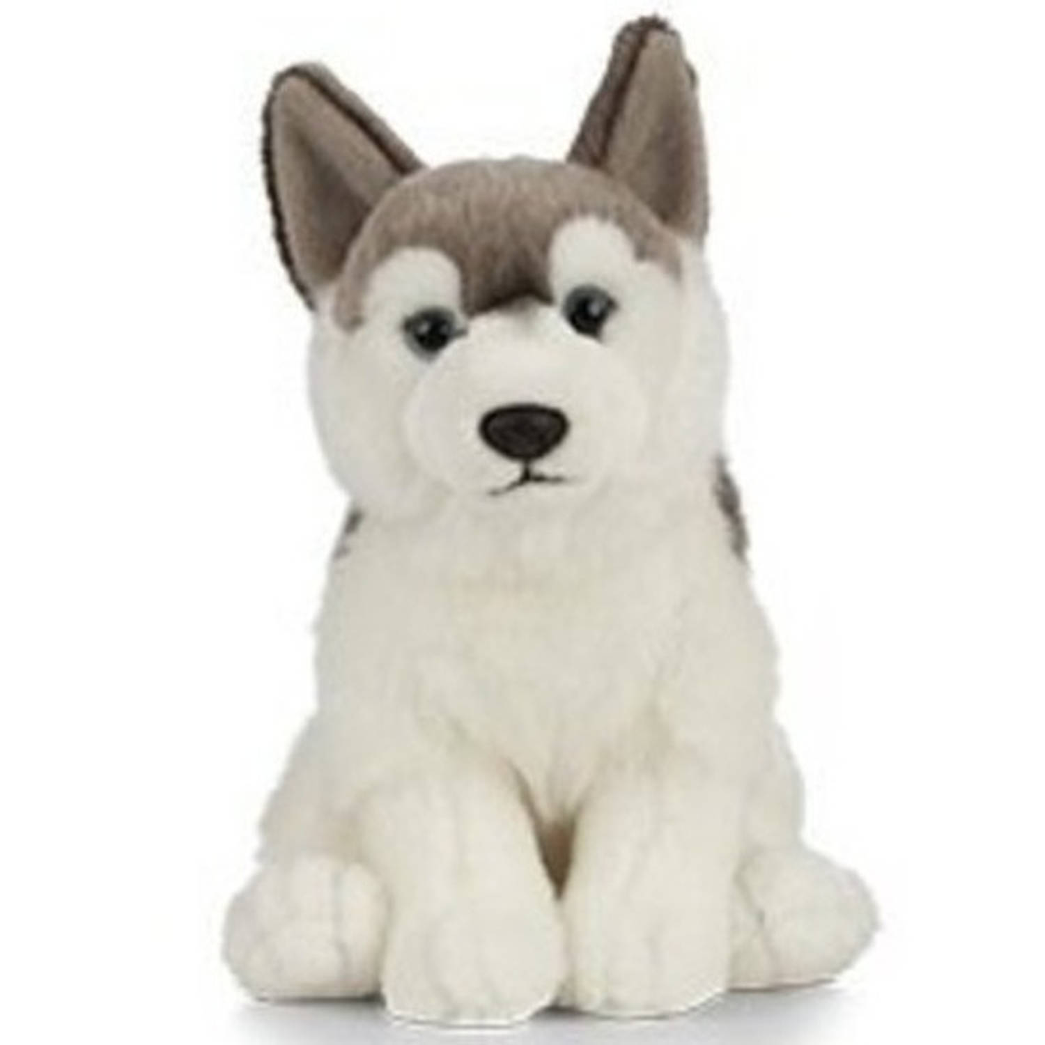 Pluche/witte Husky Hond Knuffel 25 Cm -Honden Huisdieren Knuffels - Speelgoed Voor Kinderen - Bruin