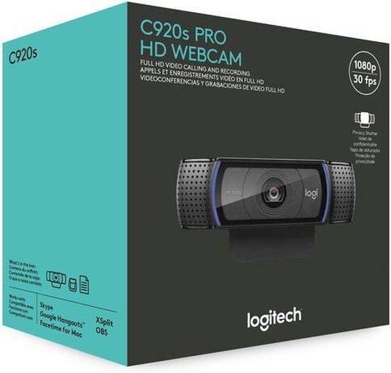 Logitech C920s Pro HD Webcam - Zwart