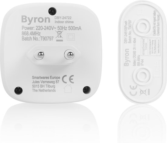 Byron DBY-24722 Wireless Doorbell Set - Wit