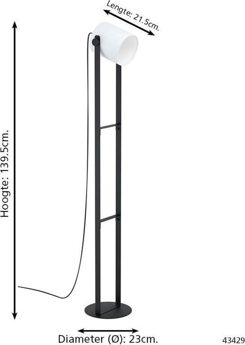 EGLO Hornwood 1 Vloerlamp - Zwart