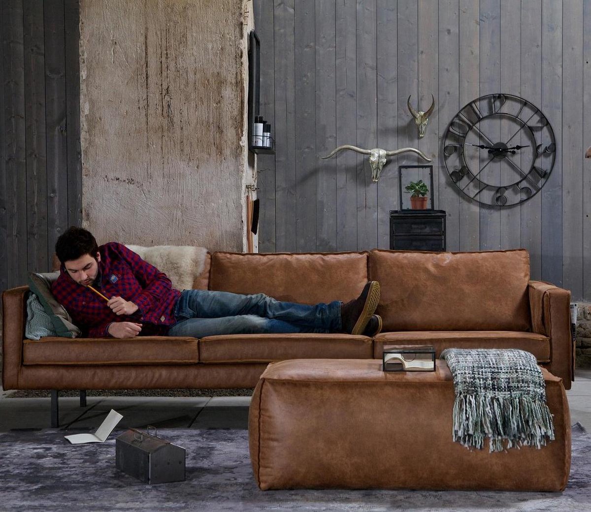 BePureHome Rodeo Poef - Bruin