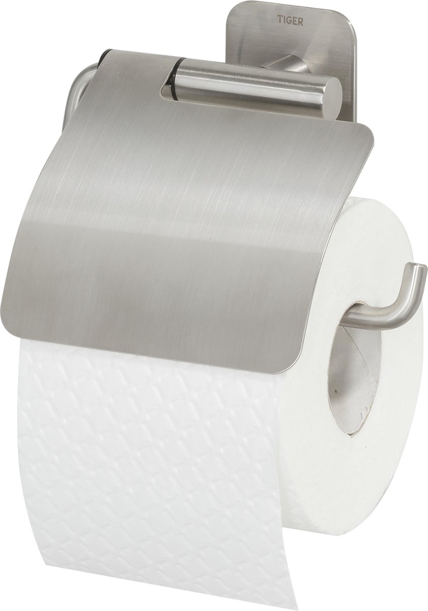 Tiger Colar Toiletrolhouder met klep - Silver