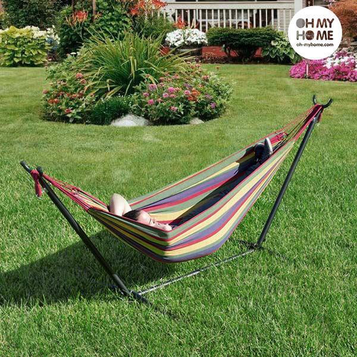 Huismerk Hangmat Met Metalen Standaard - Multikleur