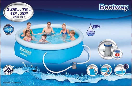 Bestway Zwembad Met Pomp - 305 x 76 cm - Blauw