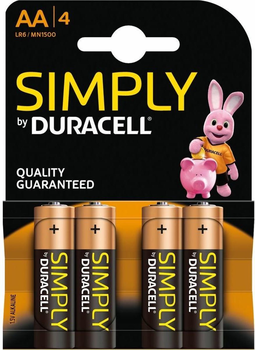 Duracell Batterij - Simply AA 1,5V Alkaline - 4 stuks