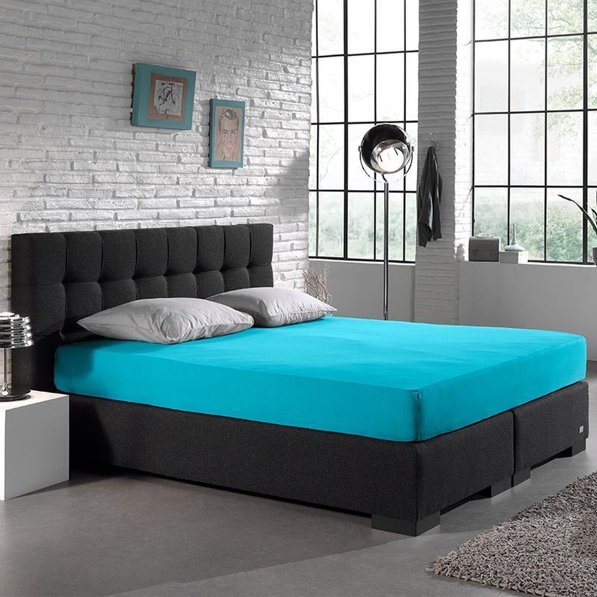 Home Care Jersey Hoeslaken - 160/180 x 200 cm - Turquoise