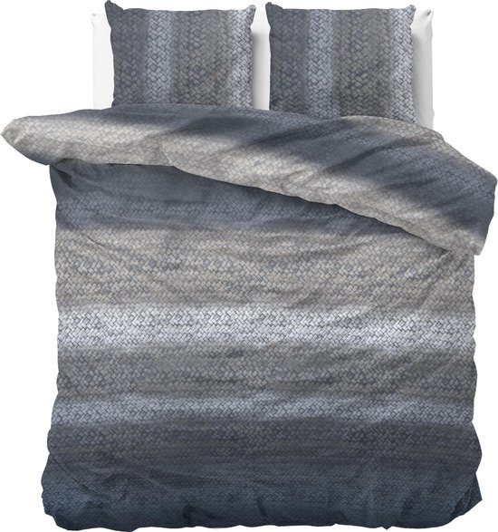 Dreamhouse Gradient Knits - Verwarmend Flanel - 2-persoons (200 x 200/220 cm + 2 kussenslopen) Dekbedovertrek - Blauw