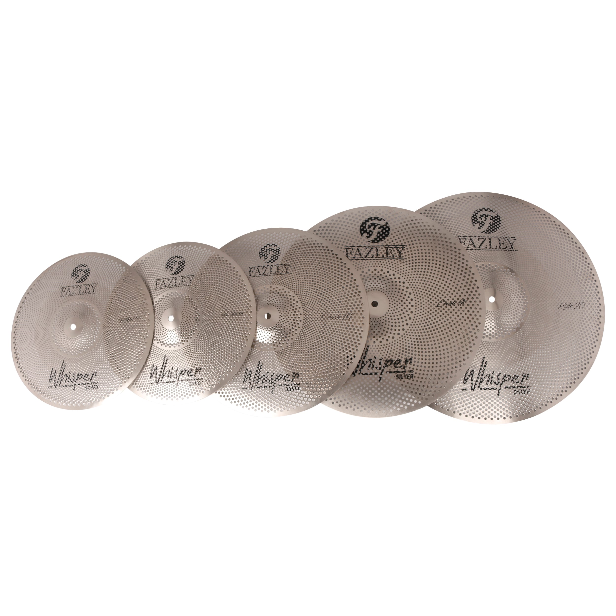 Fazley CYM-Mute-PRO-S Low Noise 4-delige bekkenset incl. bekkentas - Silver