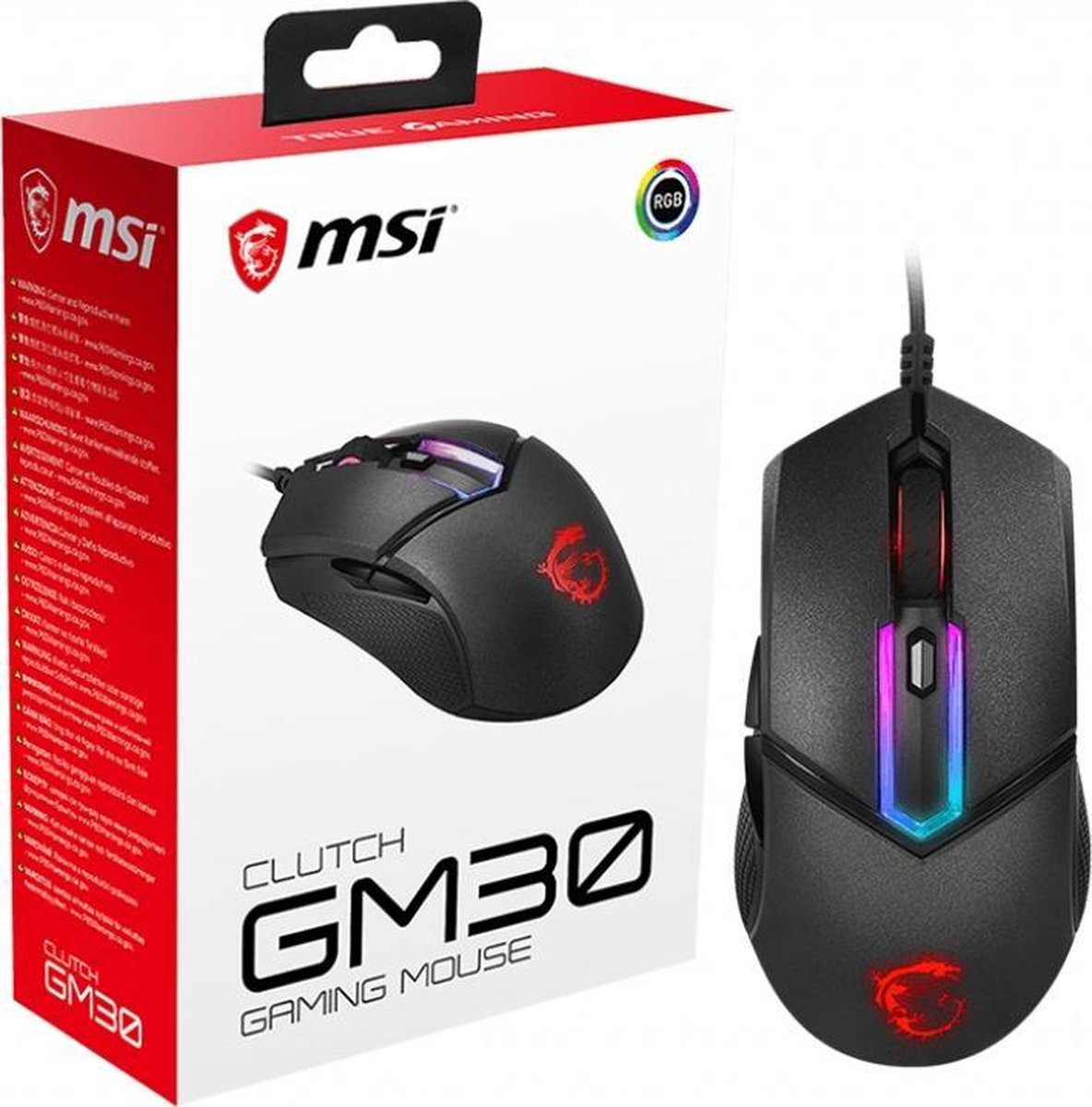 MSI Clutch GM30 muis USB Type-A Optisch 6200 DPI Rechtshandig - Zwart