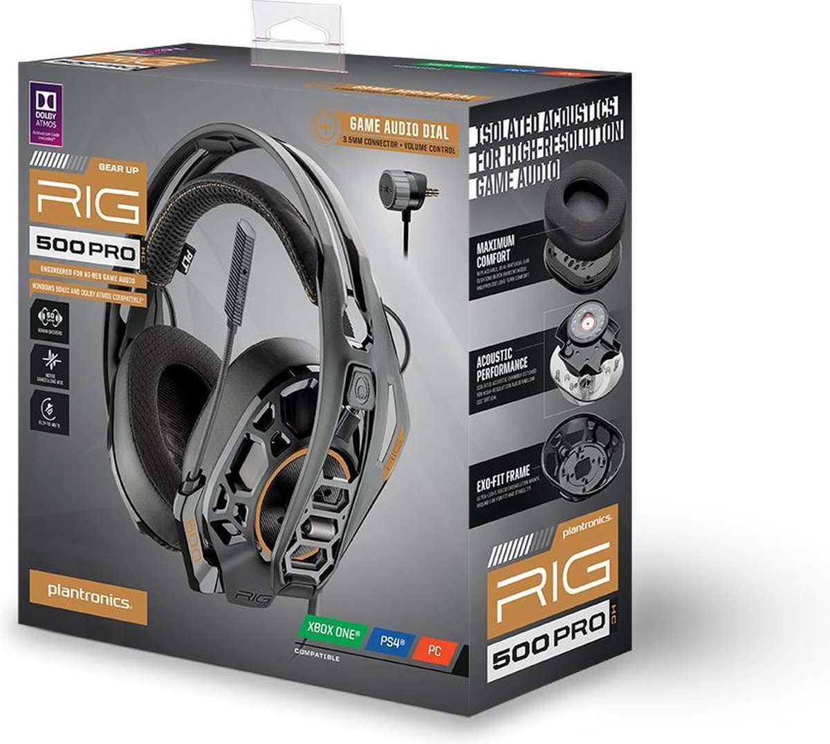 Plantronics Nacon RIG 500 Pro HC Gaming Headset voor PS4, Xbox One en PC - Zwart