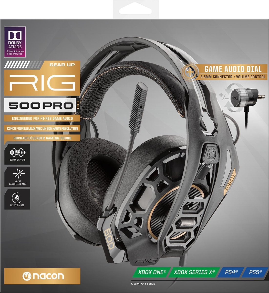 Plantronics Nacon RIG 500 Pro HC Gaming Headset voor PS4, Xbox One en PC - Zwart