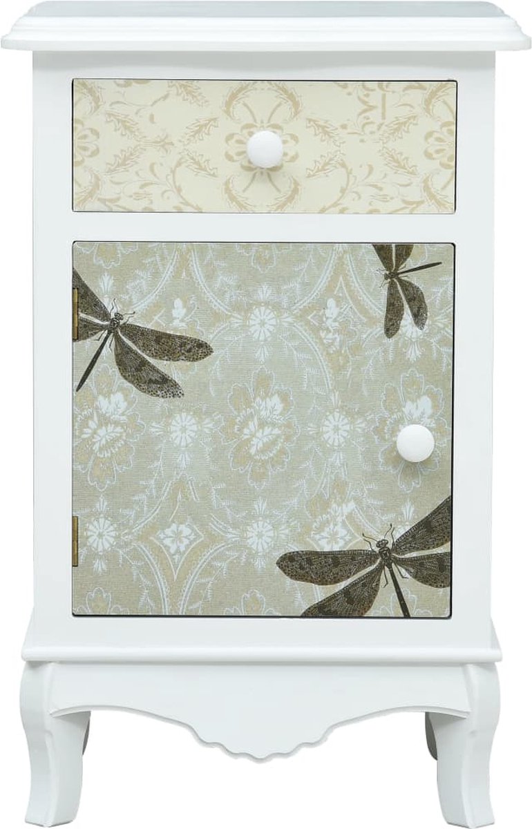 Vidaxl Nachtkastje 40x30x62 Cm Mdf Wit En - Grijs