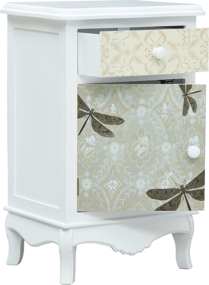 Vidaxl Nachtkastje 40x30x62 Cm Mdf Wit En - Grijs
