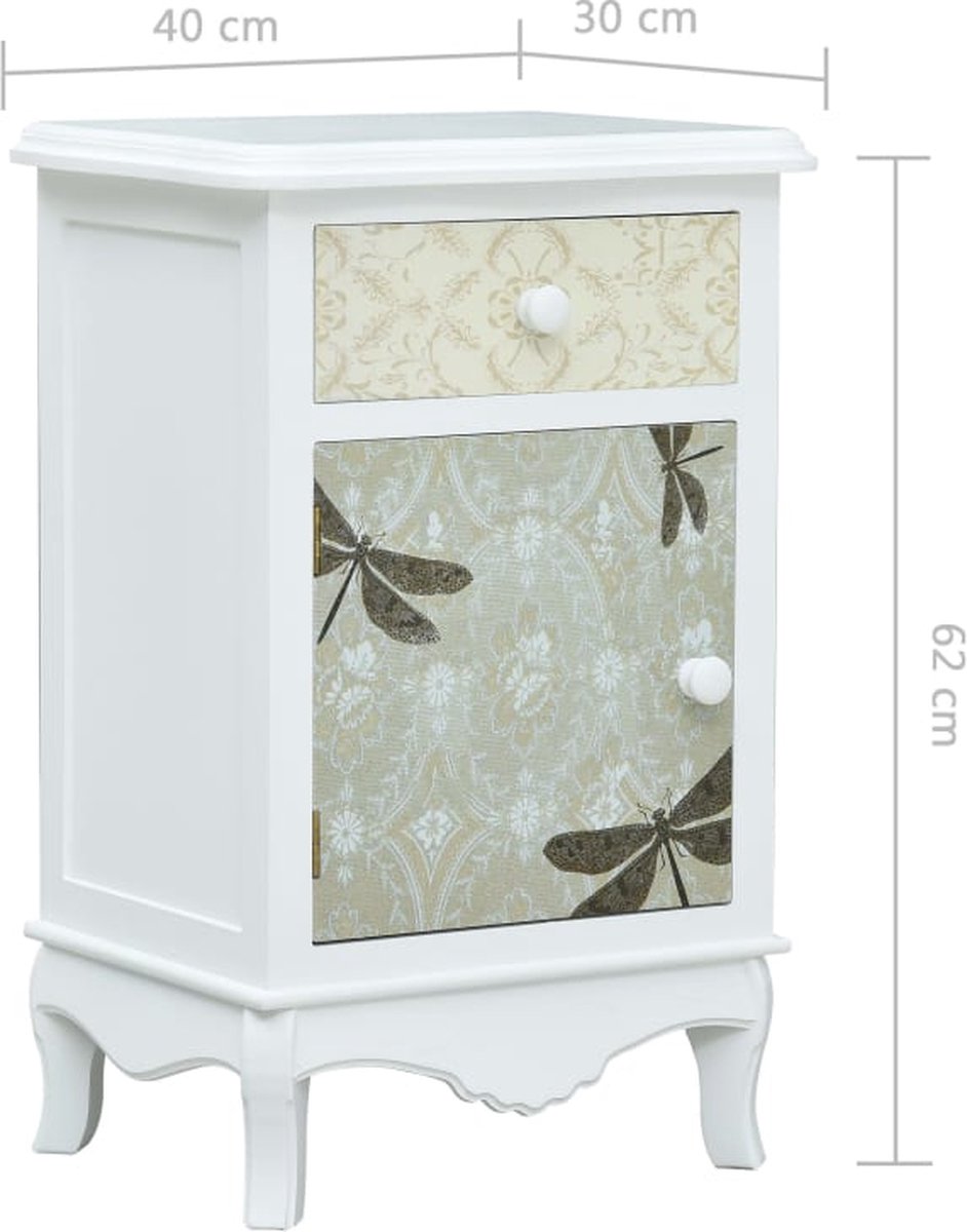 Vidaxl Nachtkastje 40x30x62 Cm Mdf Wit En - Grijs