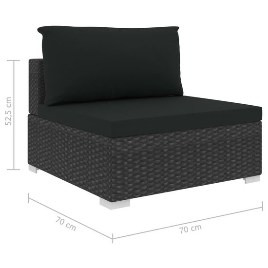 Vidaxl 8-delige Loungeset Met Kussens Poly Rattan - Zwart